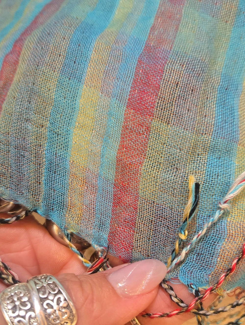 New Neiman Marcus Raj Oversized Reversible Plaid Fringed Edge Shawl/Scarf - Picture 9 of 10